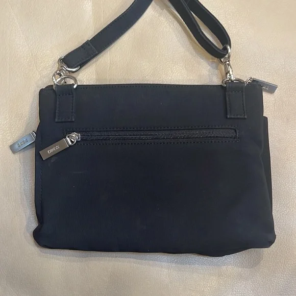 Hobo crossbody bag in black with silver tone hardware, 9 x 6.5 - Picture 3 of 11